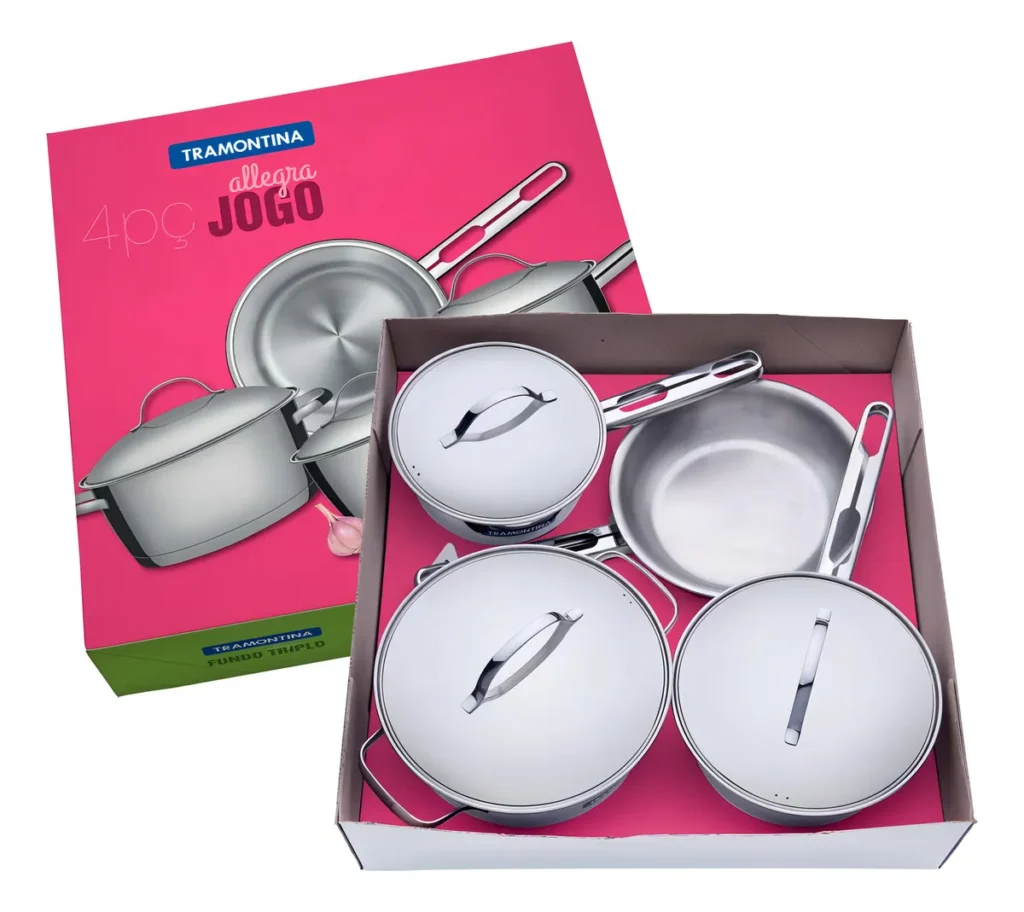Jogo De Panelas Com 4 Peças Aço Inox Allegra Tramontina