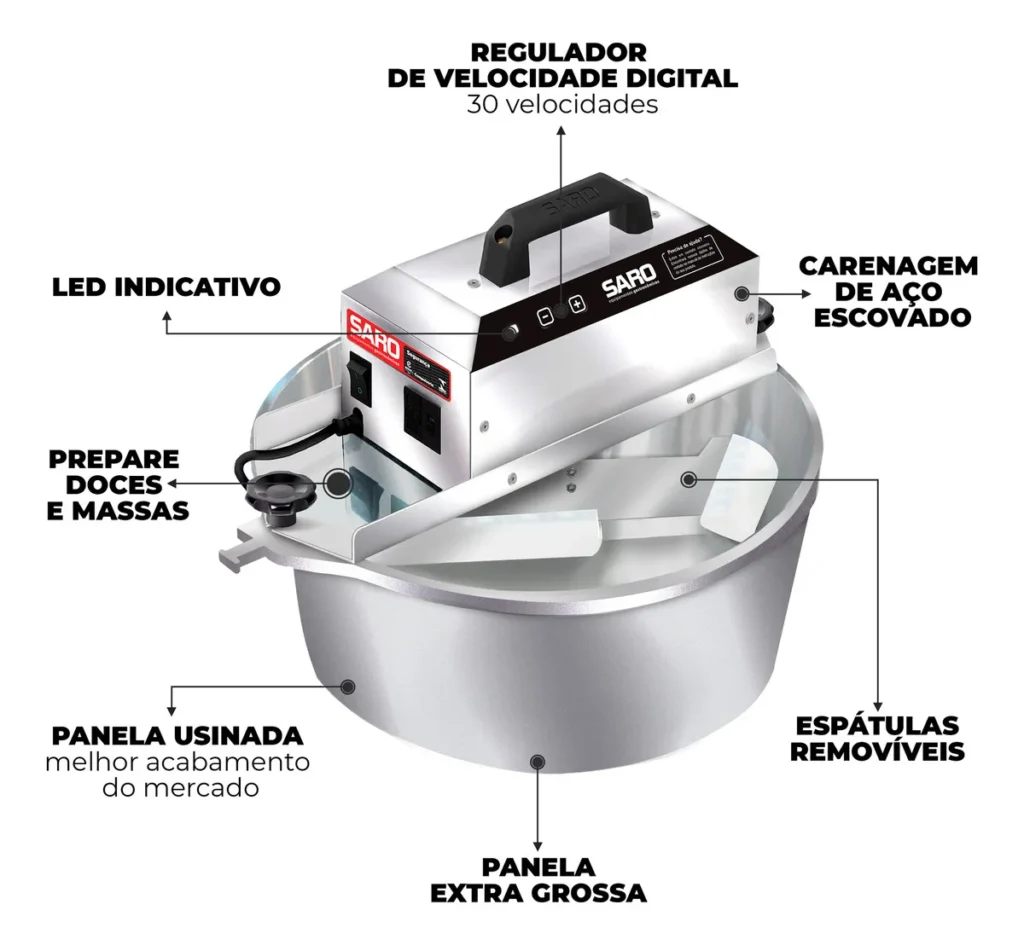 Panela Saro 10 litros para mexer doces automática