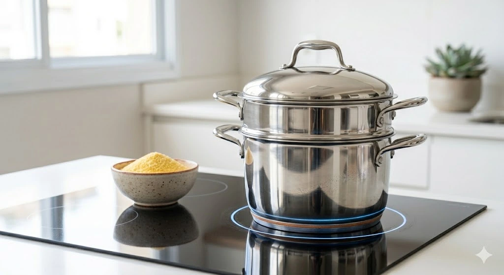 Aço inox necessário para a maioria das cuscuzeiras de indução